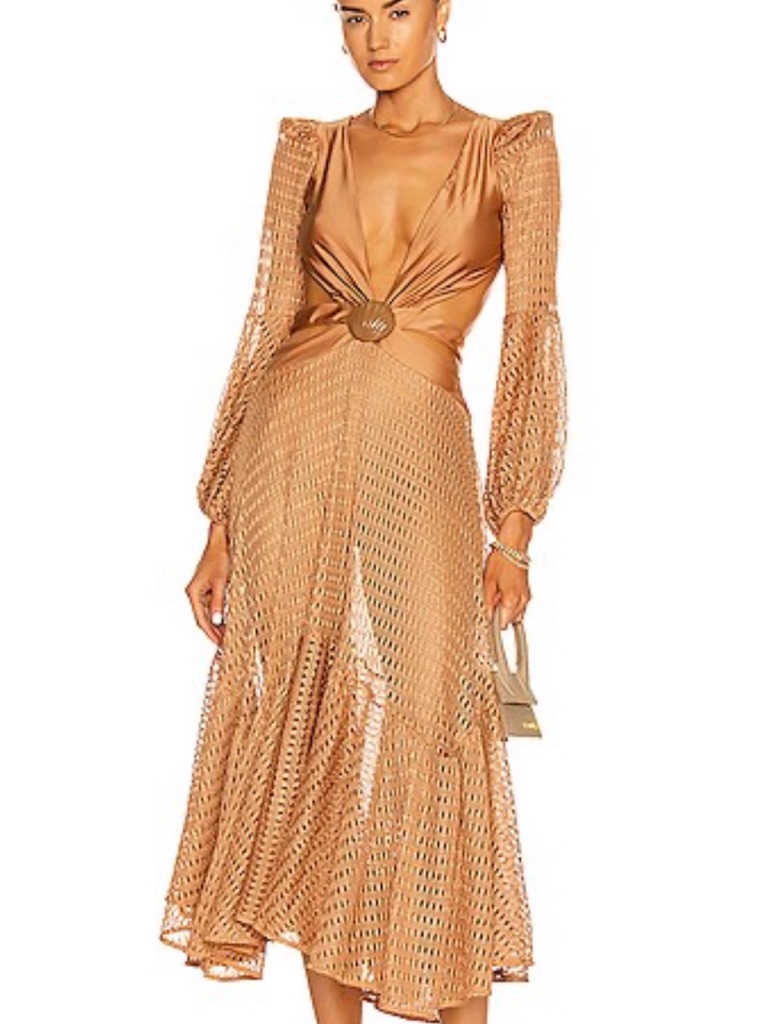 New Patbo Cut-Out Netted Beach Dress Large Long Sleeve